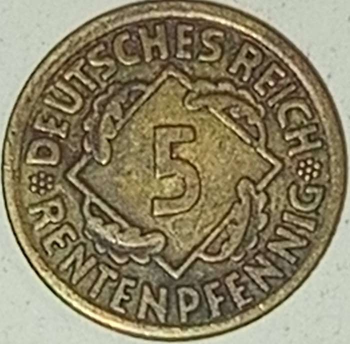 1924 GERMANY 5 RETENPFENNIG "J"