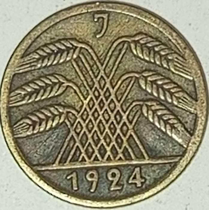 1924 GERMANY 5 RETENPFENNIG "J"