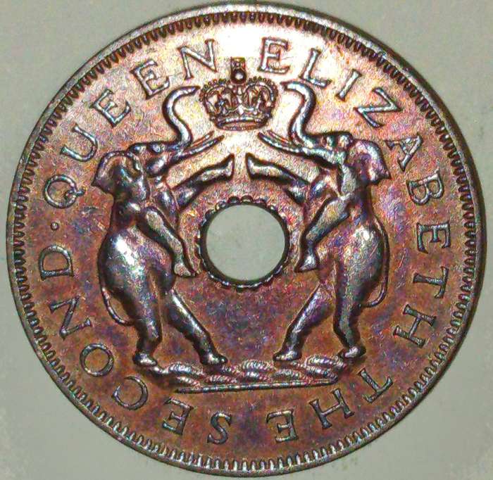 1957 RHODESIA & NYASALAND PENNY  BEAUTIFUL TONE