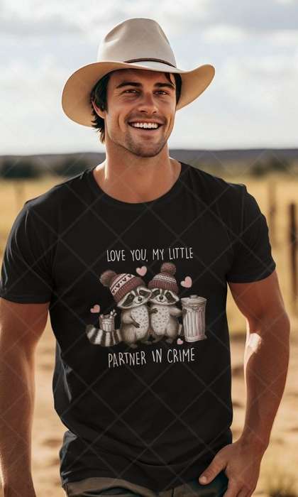 Love you My Partner In Crime - Adult & Kids Valentine Tshirt (Select Size at Checkout)