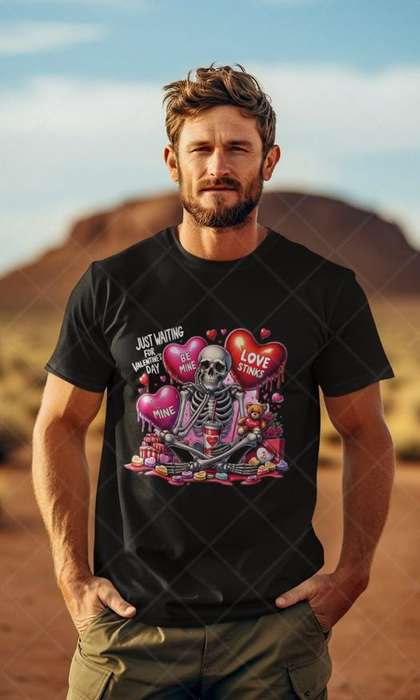 Just Waiting For Valentines Day - Adult & Kids Valentine Tshirt (Select Size at Checkout)
