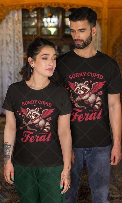 Sorry Cupid I've Been Feral - Kids & Adult Valentine Tshirt Sloth (Select Size at Checkout)