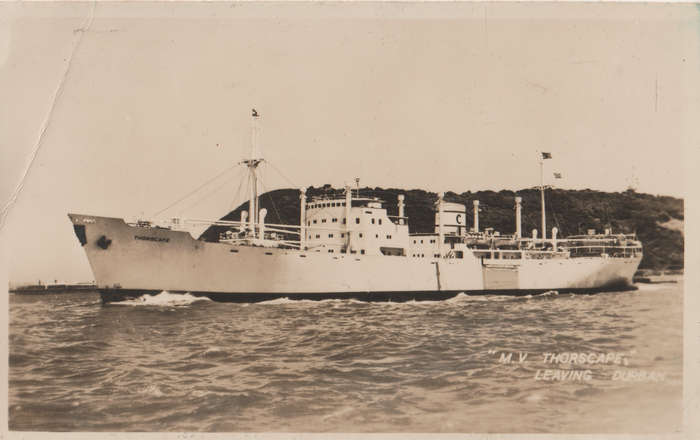 SHIPS OF THE WORLD POST CARDS THORSCAPE DURBAN