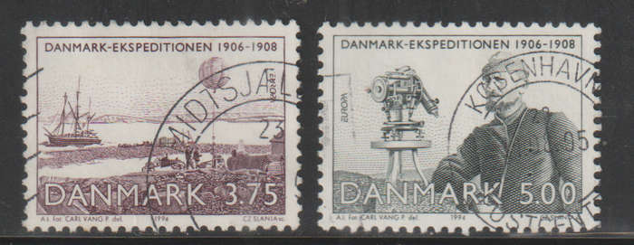 DENMARK 1994 EUROPA Stamps - Great Discoveries - Danmark Expedition 1906-1908 ULH SG 1024/5
