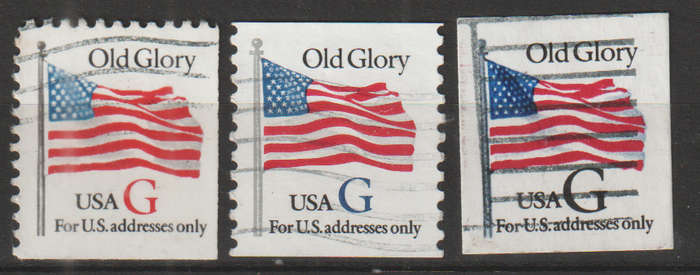 USA 1994 Flag - Old Glory - "G" Stamps for Domestic use (32 cents) ULH SG 2982/4/6