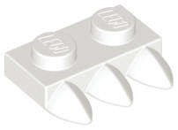 USED LEGO Plate, Modified 1 x 2 with 3 Teeth WHITE