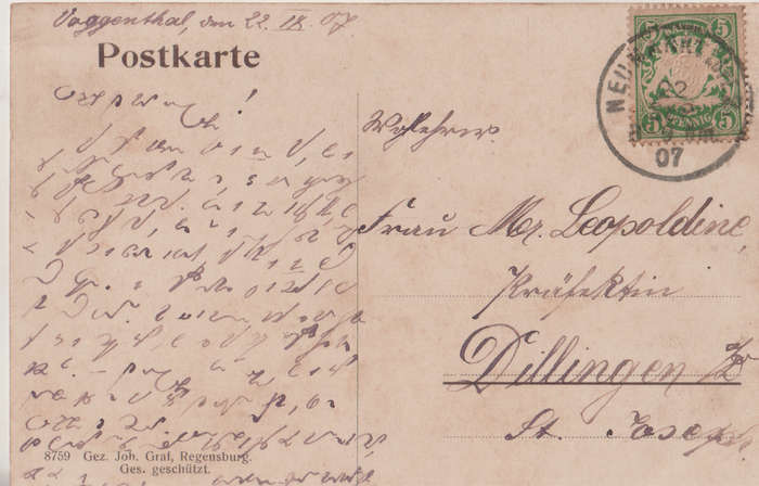 EARLY USED POST CARD BAYERN