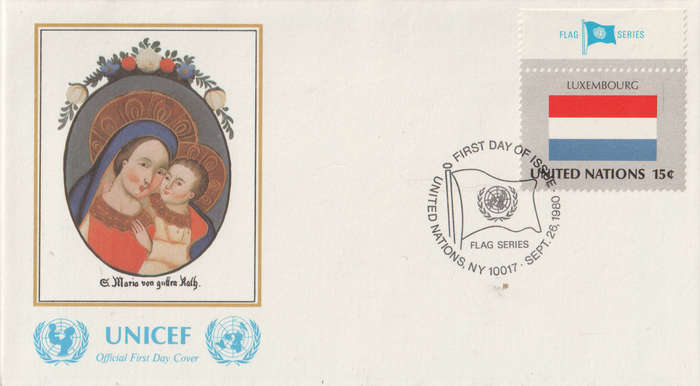 UNICEF FDC 1980 LUXEMBOURG CLEAN IN HAWID STRIP