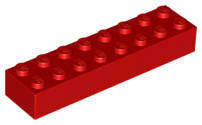 USED LEGO Brick 2 x 8 RED