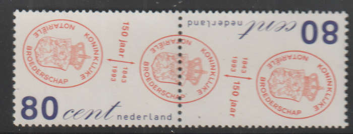 NETHERLANDS  1993 The 150th Anniversary of the Royal Dutch Notariate UMM SG 1671/2