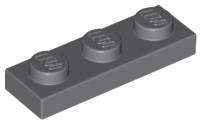 USED LEGO Plate 1 x 3 DARK BLUEISH GRAY