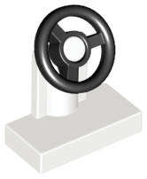 USED LEGO Vehicle, Steering Stand 1 x 2 with Black Steering Wheel WHITE