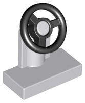 USED LEGO Vehicle, Steering Stand 1 x 2 with Black Steering Wheel LIGHT BLUEISH GRAY