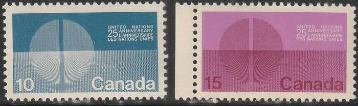CANADA 1970 The 25th Anniversary of the United Nations UMM SG 655/6