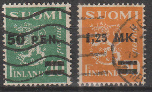 FINLAND 1931 Overprinted lion ULH SG 290/1
