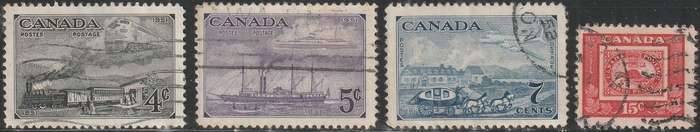 CANADA 1951 The 100th Anniversary of Canadian Stamps ULH SG 436-9