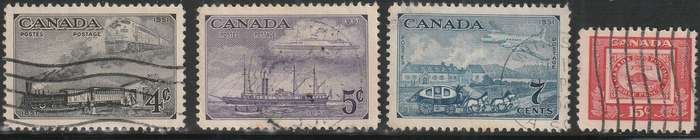 CANADA 1951 The 100th Anniversary of Canadian Stamps ULH SG 436-9