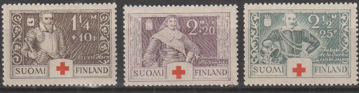 FINLAND 1934 Red Cross charity - Commanders UMM SG 299-301