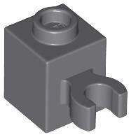 USED LEGO Brick Modified 1 x 1 with Open O Clip (Vertical Grip) DARK BLUEISH GRAY