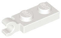 USED LEGO Plate Modified 1 x 2 with Clip on End (Horizontal Grip)  WHITE