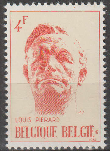BELGIUM 1973 the 21st Anniversary of the Death of Louis Piérard UMM SG 2326