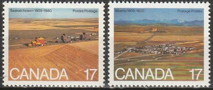 CANADA 1980 The 75th Anniversary of Alberta and Saskatchewan Provinces UMM SG 986/7