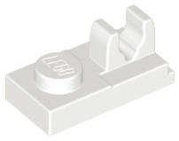 USED LEGO Plate Modified 1 x 2 with Clip with Center Cut on Top WHITE