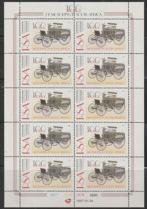 SOUTH AFRICA  1997 The 100th Anniversary of the Automobile in South Africa UMM SACC 996 SHEET