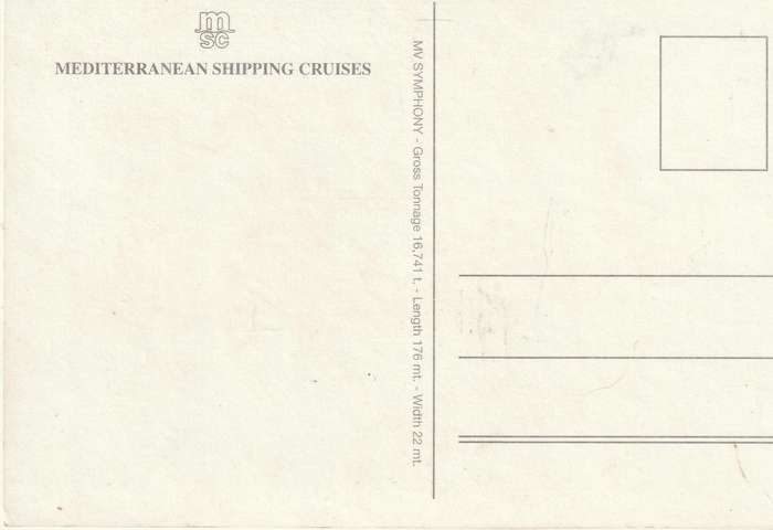 VINTAGE UN USED POST CARD MV SYMPHONY