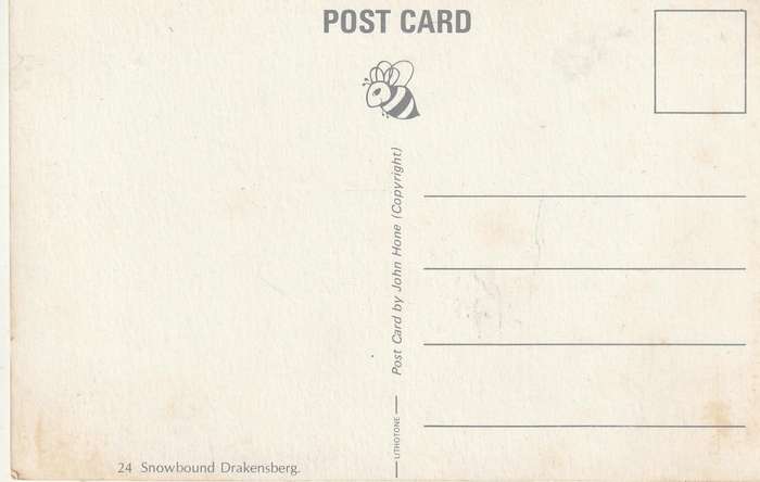 VINTAGE UN USED POST CARD SNOW BOUND DRAKENSBERG