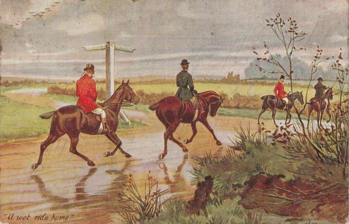 VINTAGE UN POSTED POST CARD WET RIDE HOME