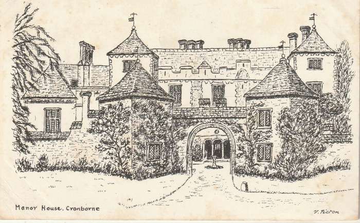 VINTAGE UN POSTED POST CARD MANOR HOUSE CRANBORNE
