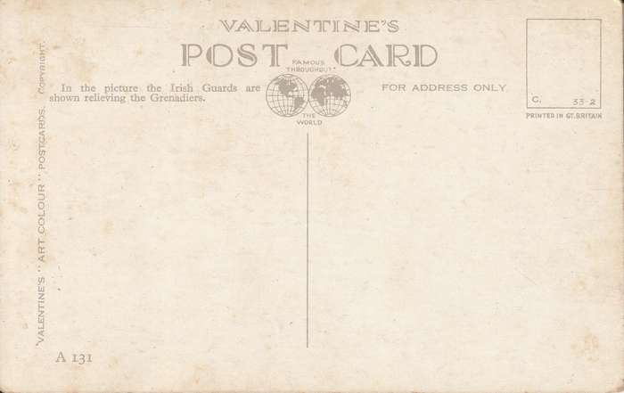 MINT POST CARD THE IRISH GUARD WITH GRENADIER GUARD