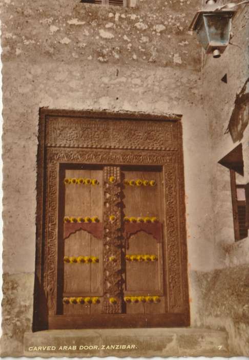 MINT POST CARD CARVED ARAB DOOR ZANZIBAR