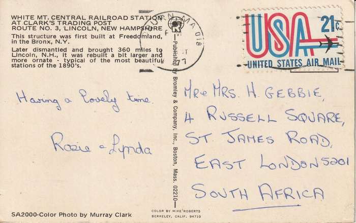 VINTAGE USED POST CARD WHITE MT CENTRAL RAILROAD STATION USA