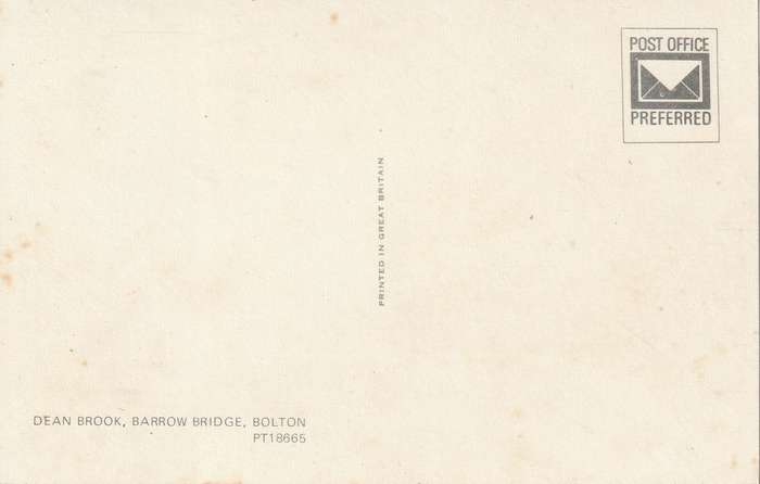 UN USED  VINTAGE POST CARD DEAN BROOK BARROW BRIDGE BOLTON