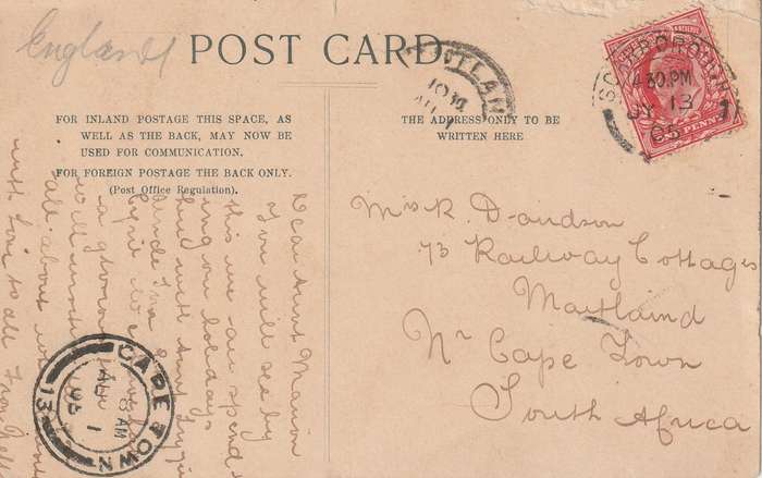 USED POST CARD SCARBOROUGH SOUTH BAY POSTED 1905