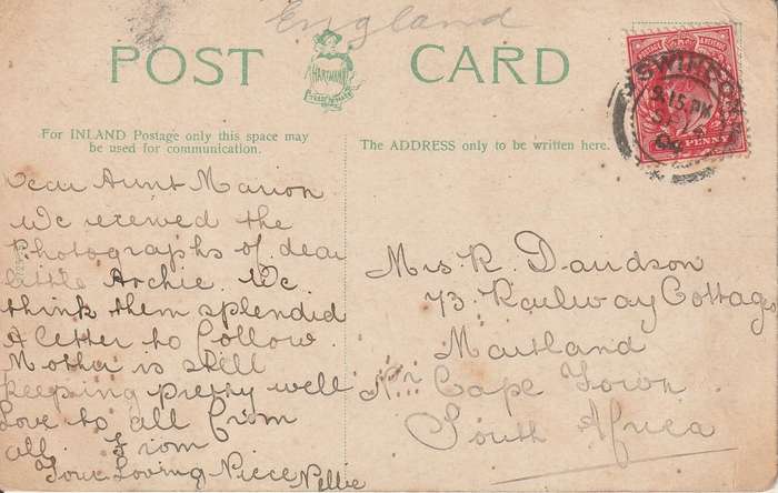 USED POST CARD BAND STAND SWINDON TOWN GARDENS POSTED 1905