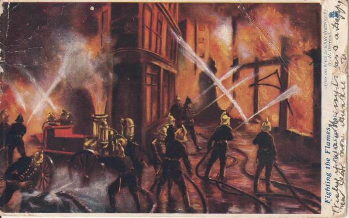 USED POST CARD THE GREAT FIRES LONDON
