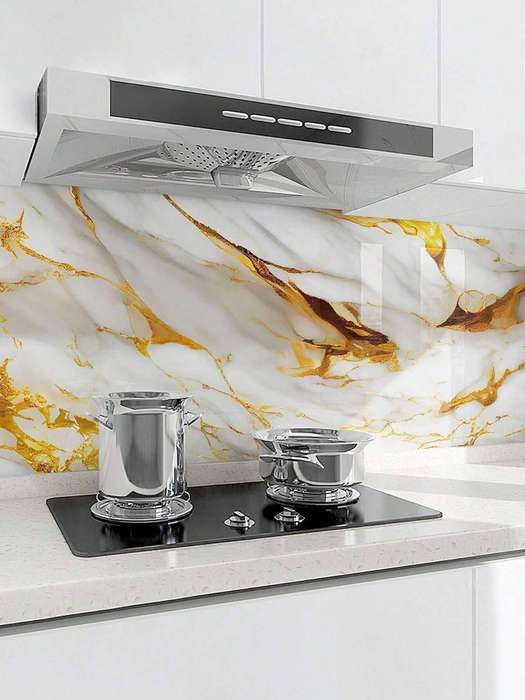 3m x 1.2m Marble Wallpaper(White & Gold)2.5mm thick
