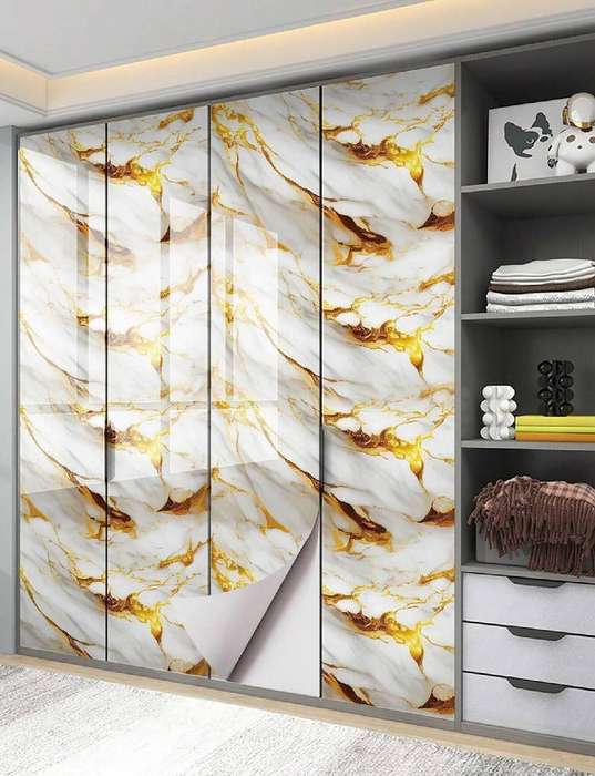 3m x 1.2m Marble Wallpaper(White & Gold)2.5mm thick