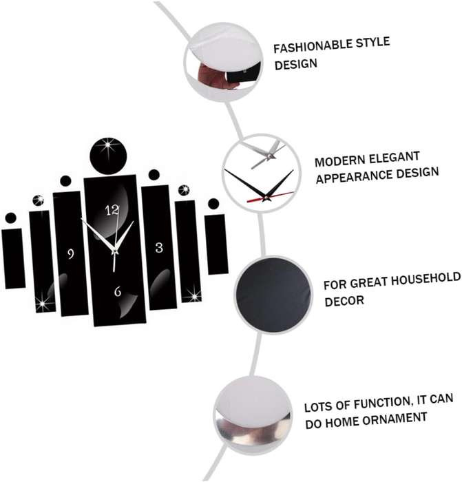 DIY Acrylic Black Shapes Wall Clock
