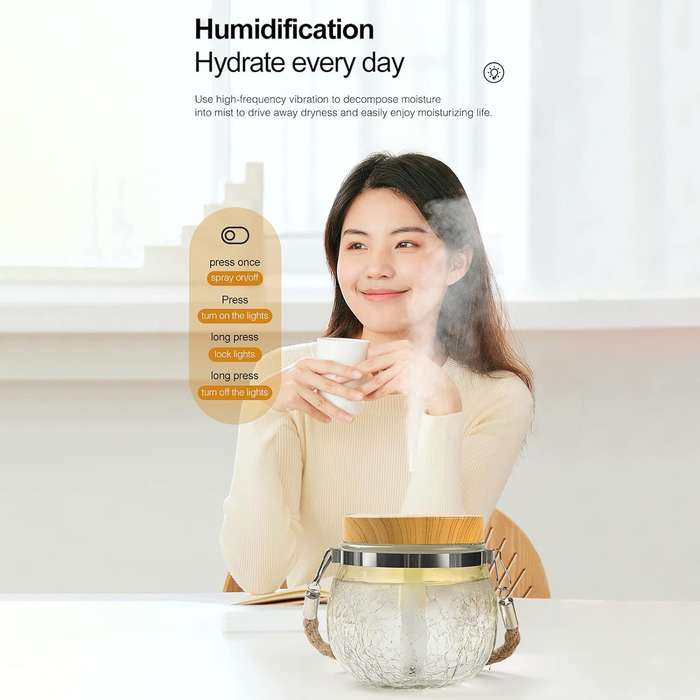 Ice Shape Broken Glass Jar Humidifier