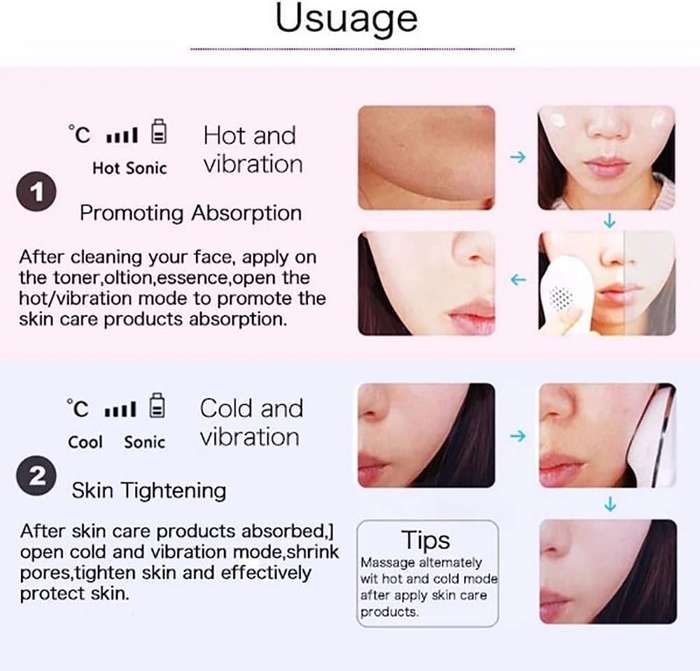 Hot & Cold Ultrasonic Facial Cleansing Massager