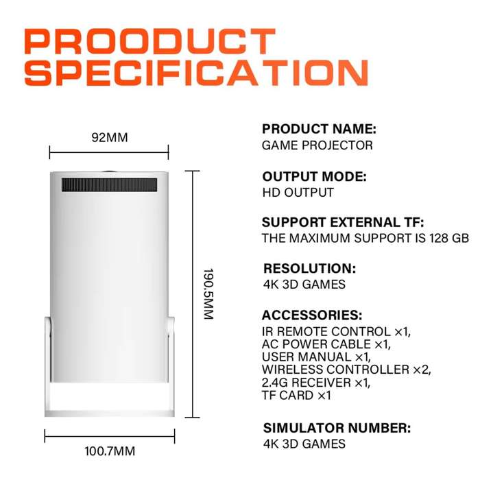 3 in 1 Game And TV Stick Wireless Projector