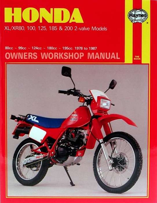 Honda XL/XR 80, 100, 125, 185 & 200 2-Valve models Repair Manual 1978-1987 (Haynes 0566)
