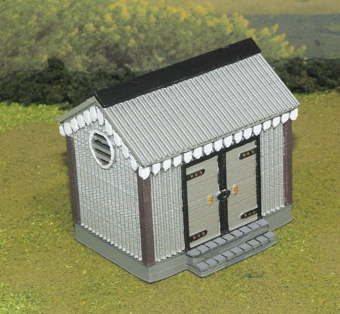 1:72 Scale - Storage Shed - Corrugated Iron - Plain Base