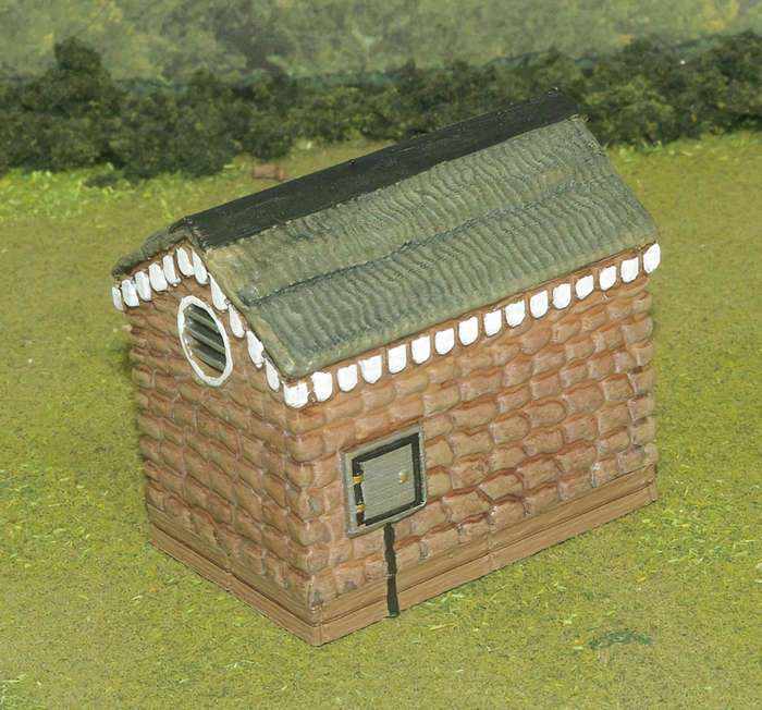 1:87 Scale - Storage Shed - Stone - Wood Base