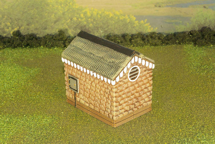 1:56 Scale - Storage Shed - Stone - Wood Base