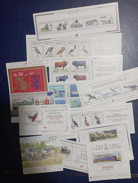 Stamps Media Releases 1997 stamp presentation pack of  21 imperf minisheets MNH